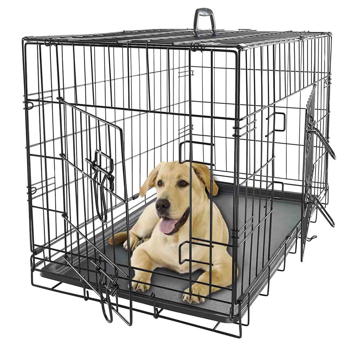 Collapsible Metal Dog Crate Portable Kennels XXL-48inch XL-42inch L-36inch M-30inch S-24inch - 1