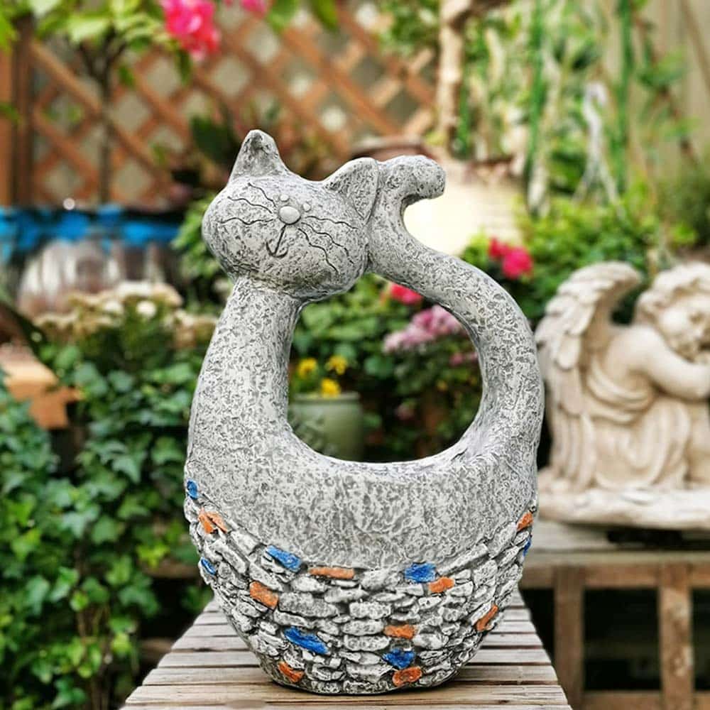 Creative Concrete Cat Statue Planter for Garden Ornaments-1