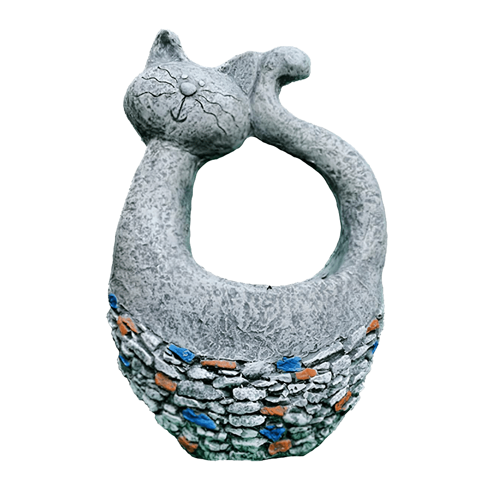 Creative Concrete Cat Statue Planter for Garden Ornaments