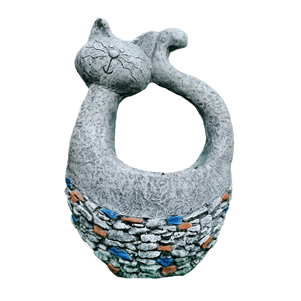 Creative Concrete Cat Statue Planter for Garden Ornaments