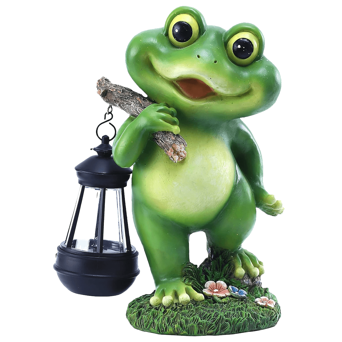 Cute Frog Statue with Solar Lantern-1png