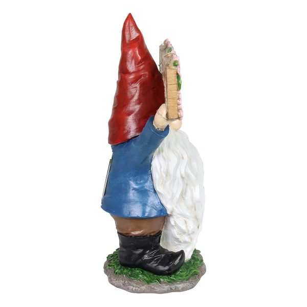 Cute Gnome Hold up a WELCOME Solar Lights Sign-3