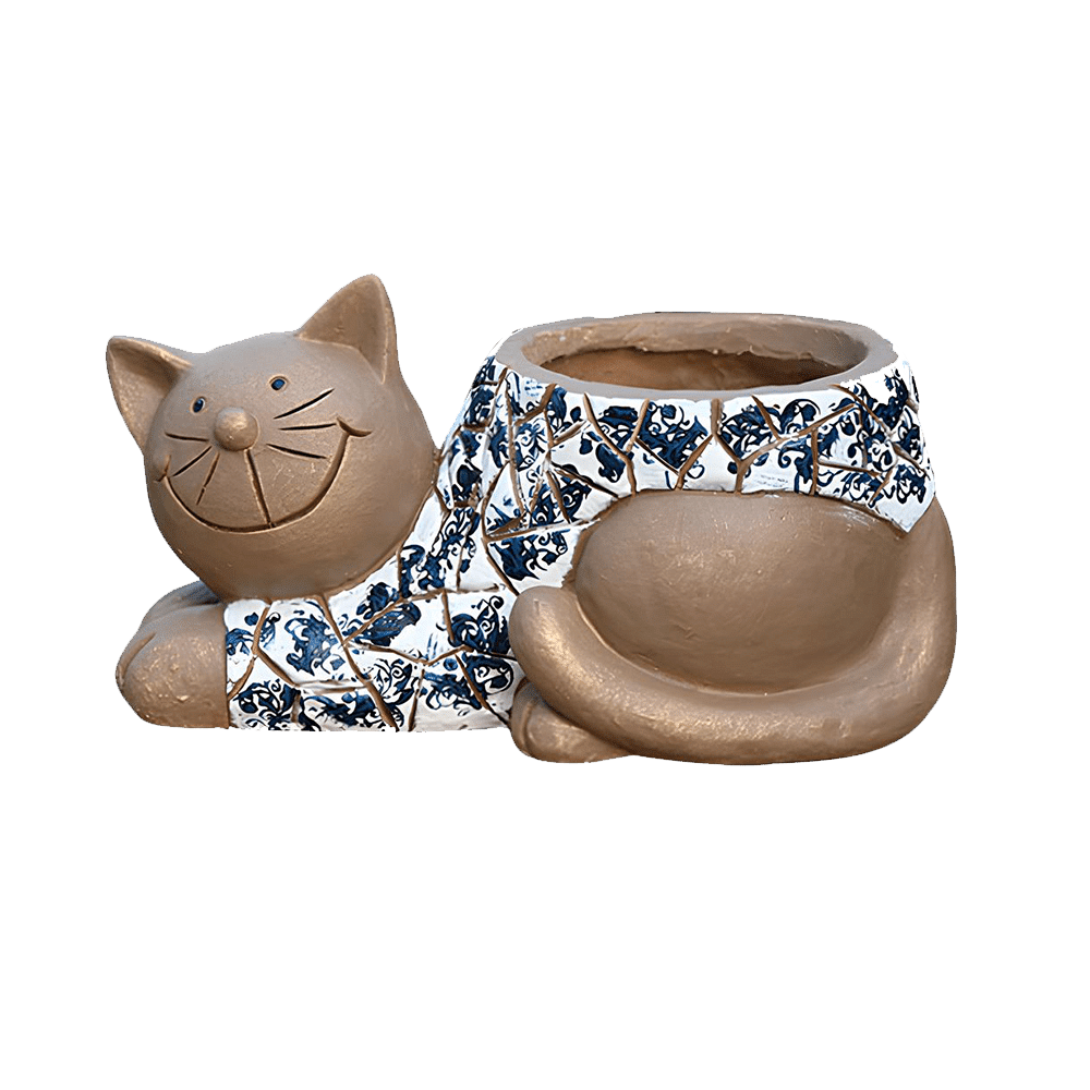 Cute Lying Cat Concrete Statue Planter