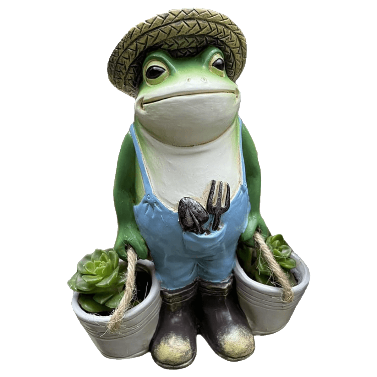 Garden Frog Statue Carry 2 Micro Planters