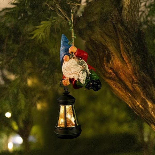 Hanging Cut Gnome Carry Solar LED Lantern-2