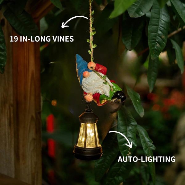 Hanging Cut Gnome Carry Solar LED Lantern-3