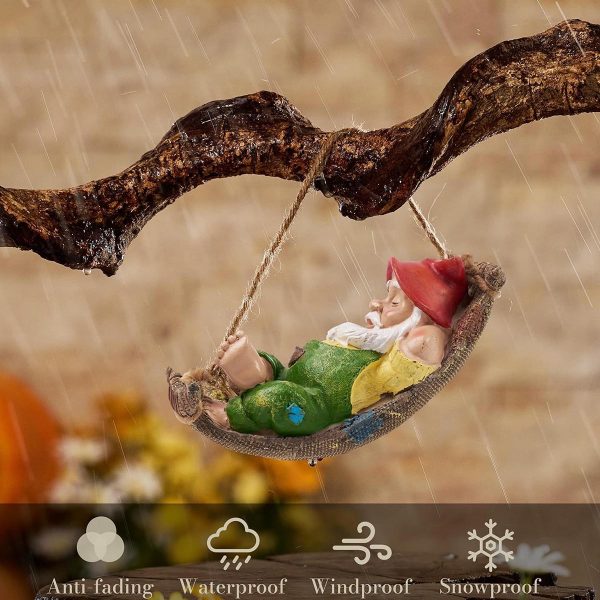 Hanging Sleeping Gnome for Garden Decor-2