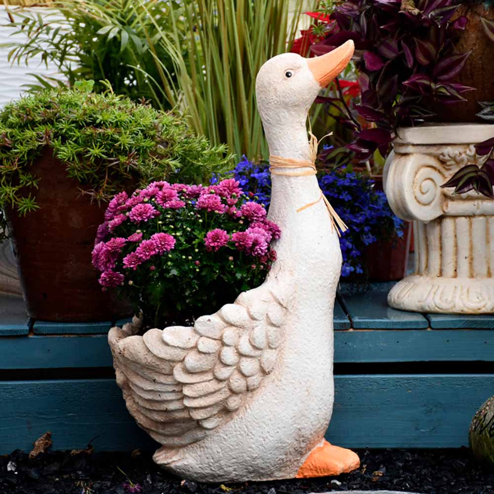 Large Concrete Duck Statue Set of 2 - Front & Back Planters-1