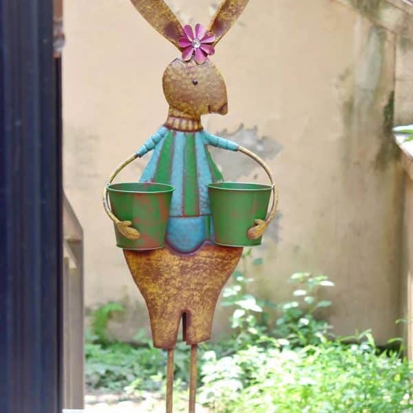 Large Metal Rabbit Statues 2pcs of Set-2