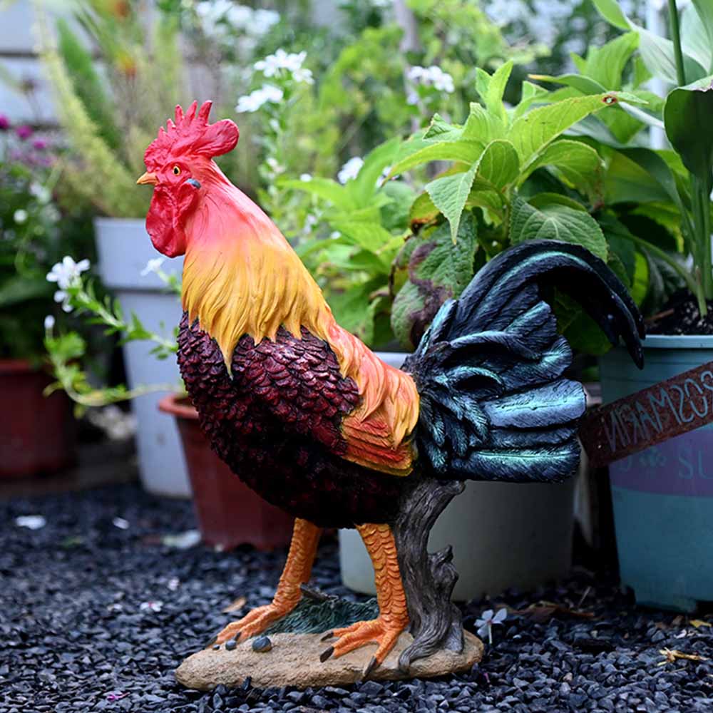 Lifelike Large Rooster Statue for Outdoor Garden Decor-1