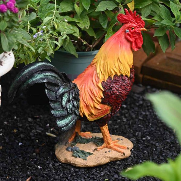 Lifelike Large Rooster Statue for Outdoor Garden Decor-2