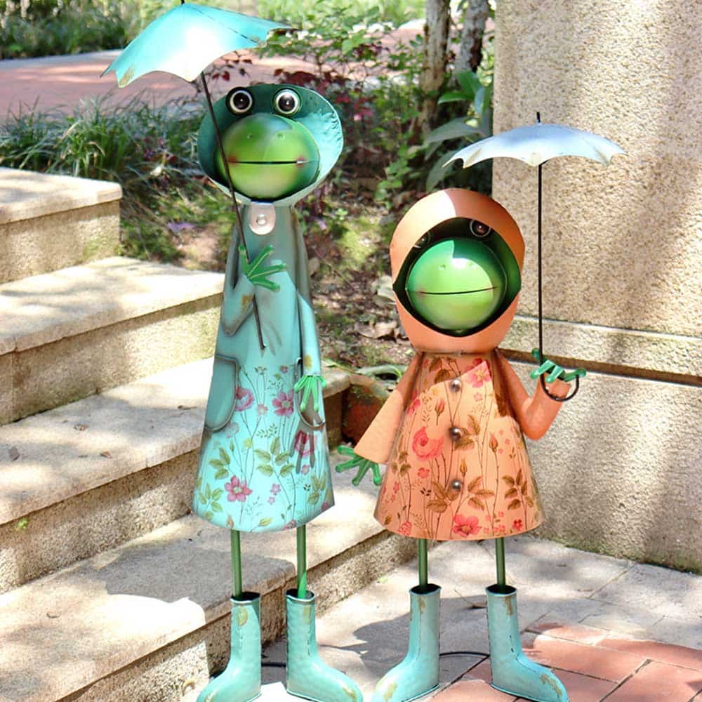 Metal Frog Statues 2pcs of Set for Garden Ornaments-1