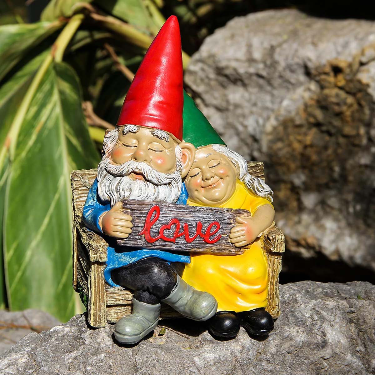 Sitting Male and Female Gnomes Statue - We Are in Love-2