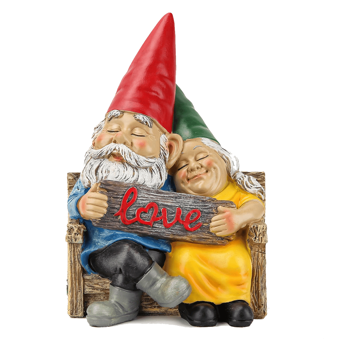 Sitting Male and Female Gnomes Statue - We Are in Love