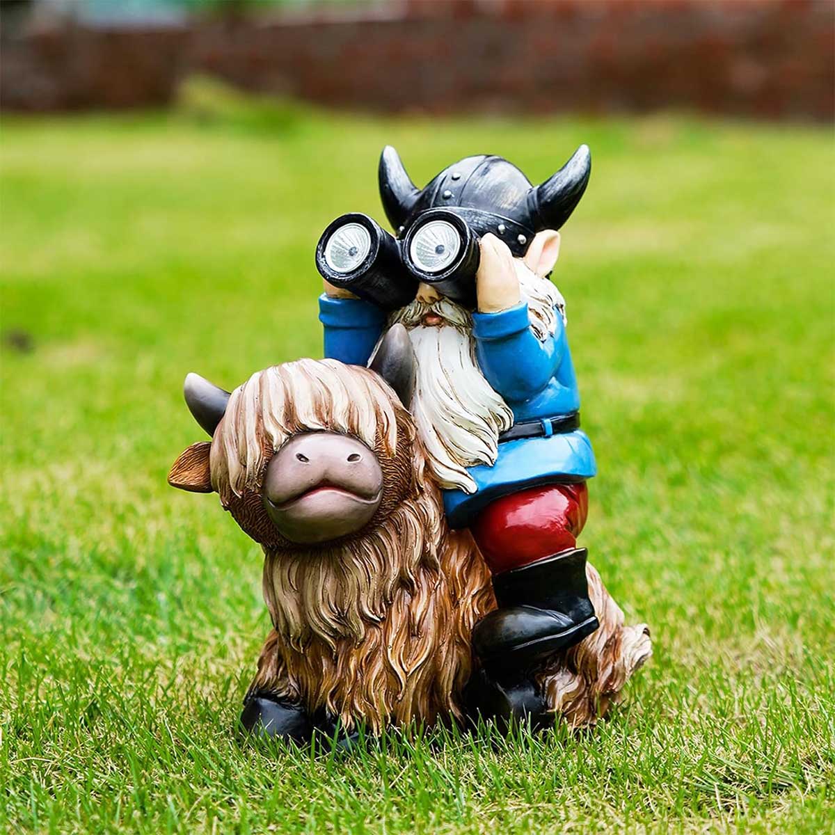 Warrior Gnome Ride on Cow with Solar Telescope Lights - I AM FOCUSING U EVEN NIGHT-2jpg