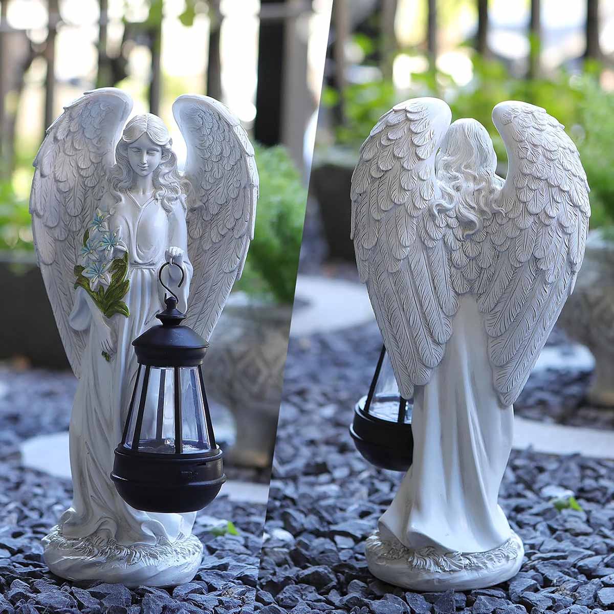 Winged Angel Statue Carry Solar Lantern 13.2 inch-1