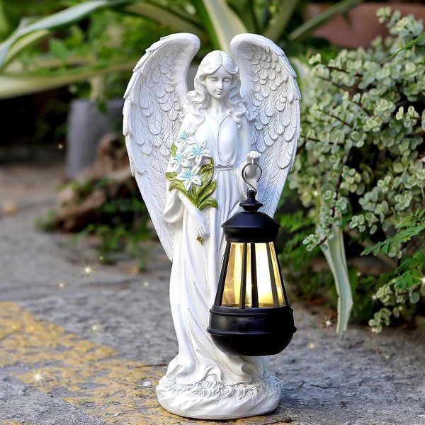 Winged Angel Statue Carry Solar Lantern 13.2 inch-2