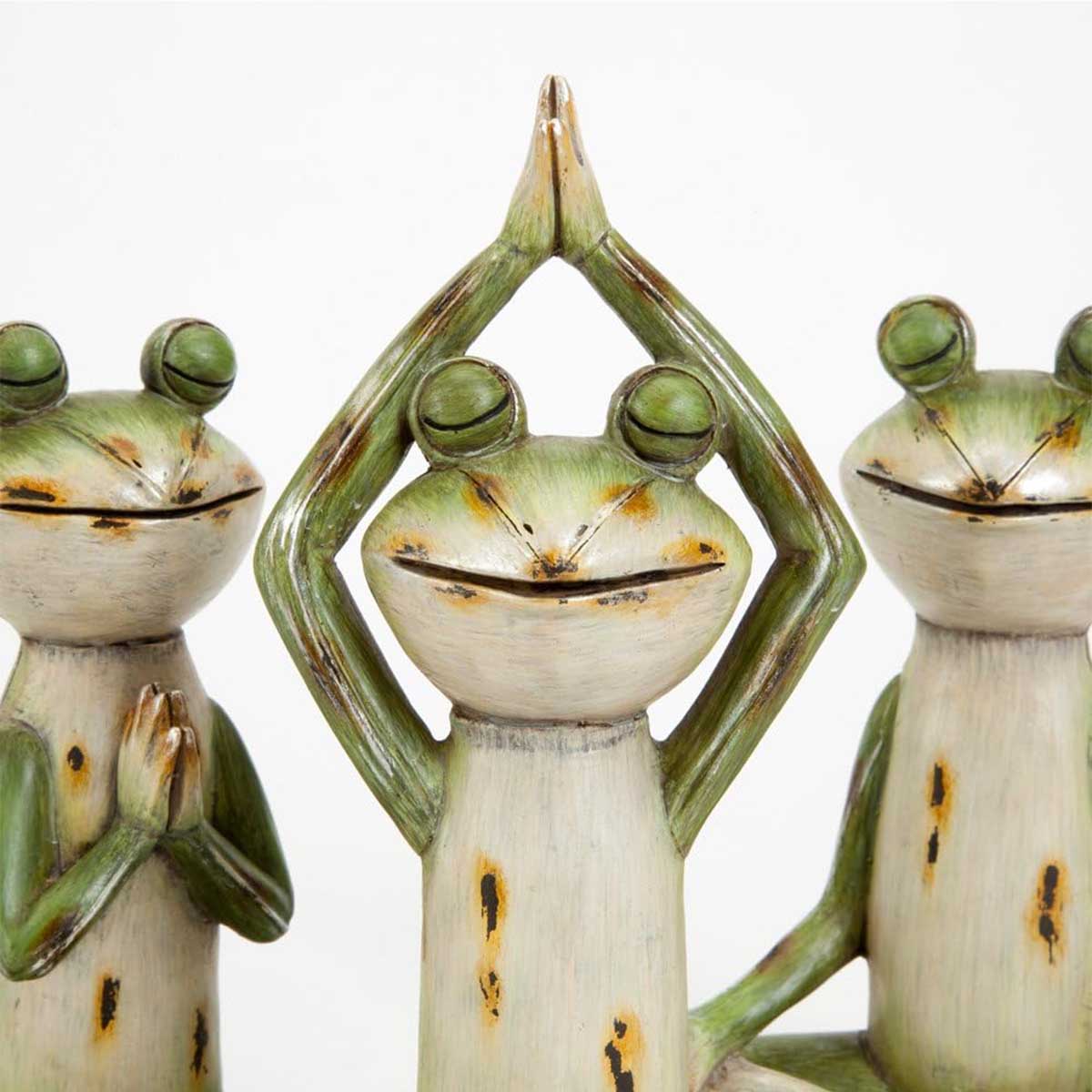 Yoga Frog Statues Set of Three - Each Frog Positioned in a Classic Yoga Pose-2