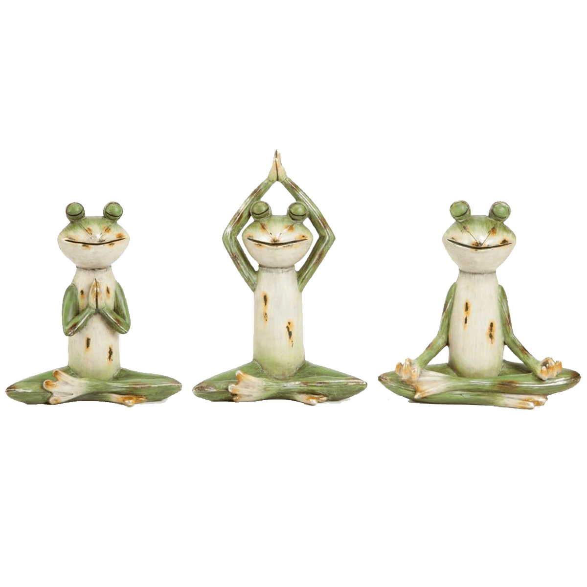 Yoga Frog Statues Set of Three - Each Frog Positioned in a Classic Yoga Pose